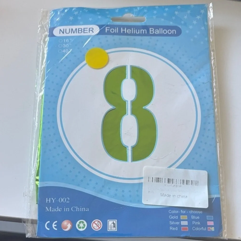 Green Number 8 Foil Helium Balloon